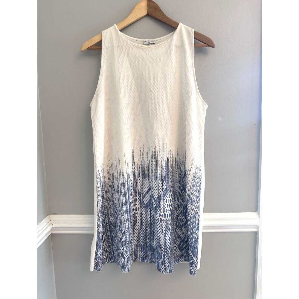 W/B Zara Collection Sleeveless Mini Shift Dress Textured Blue Creme Size MEDIUM